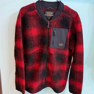 Burton Black and Red Plaid Jacket